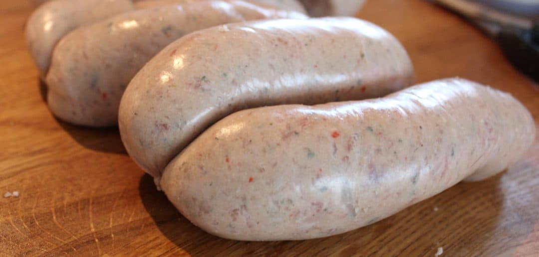 A link of homemade sausages