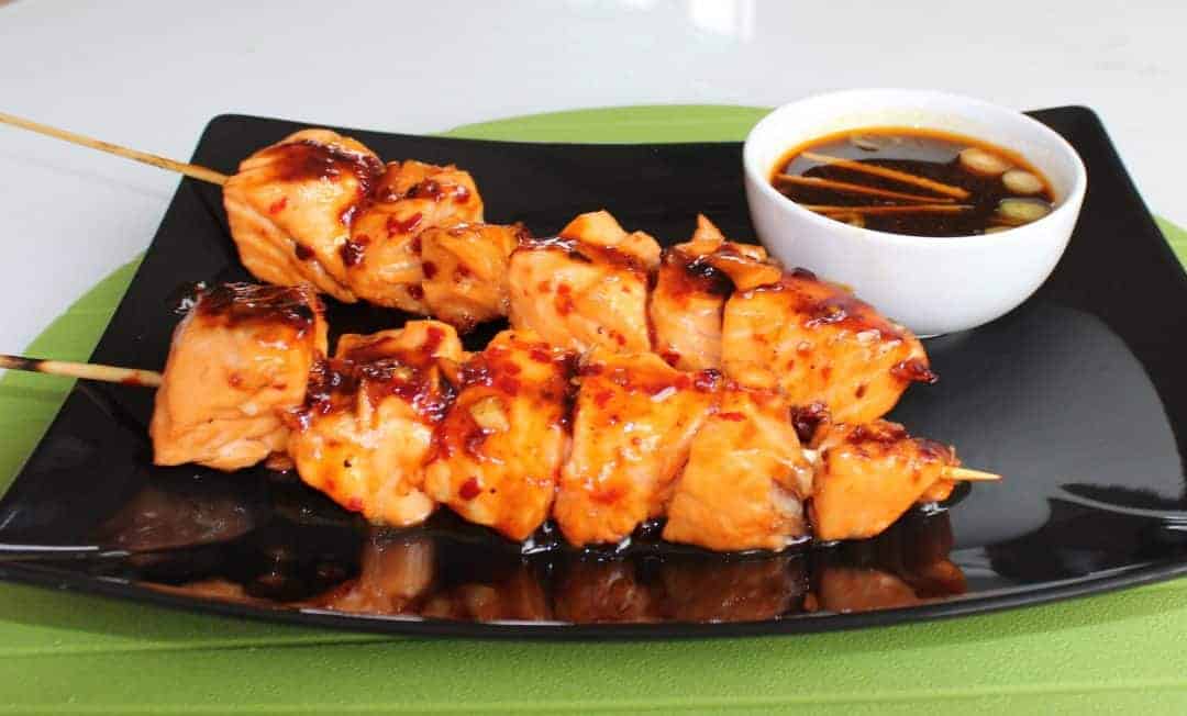 Honey & Chilli Salmon Kebabs with Soy Dip Slow The Cook Down