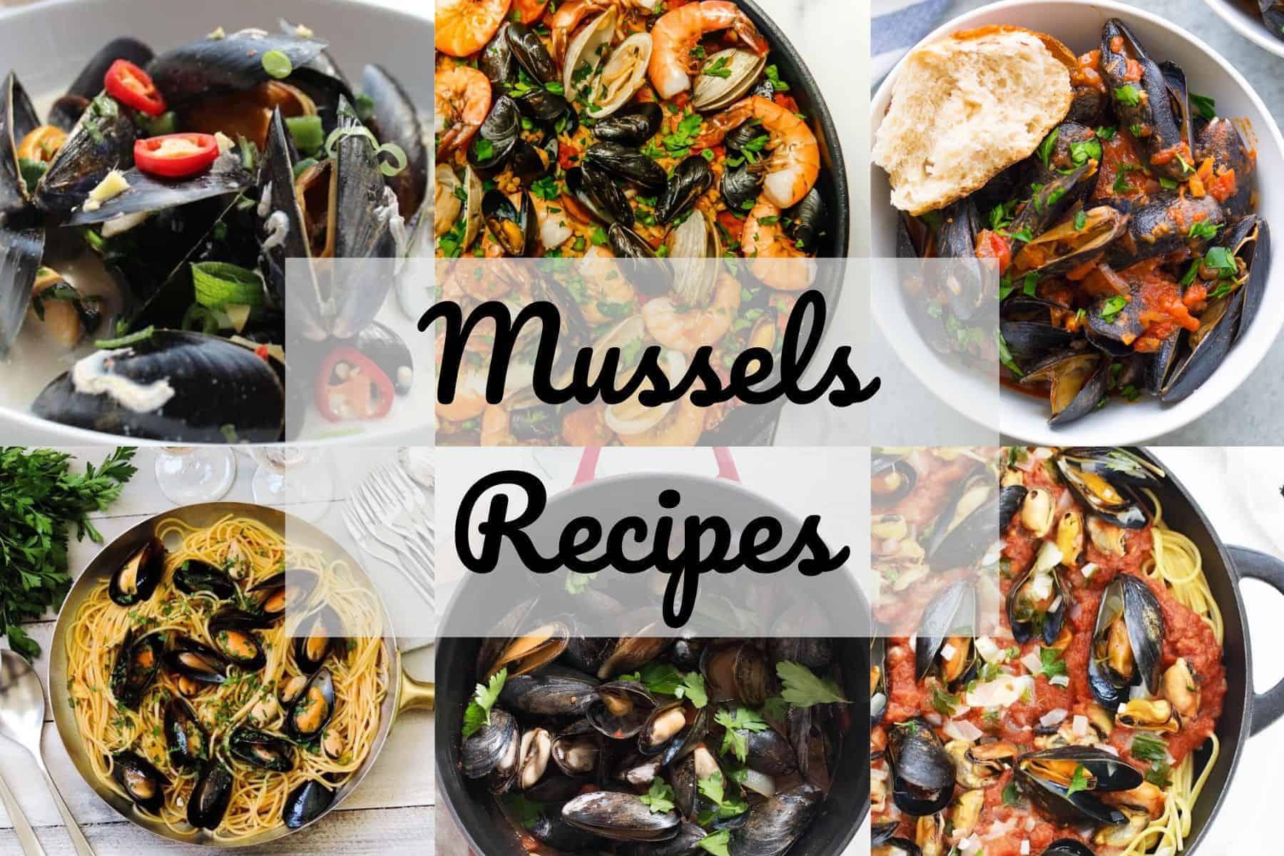 Collage of easy mussels recipes