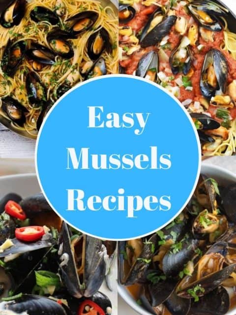 Pinterest graphic with easy mussels recipes