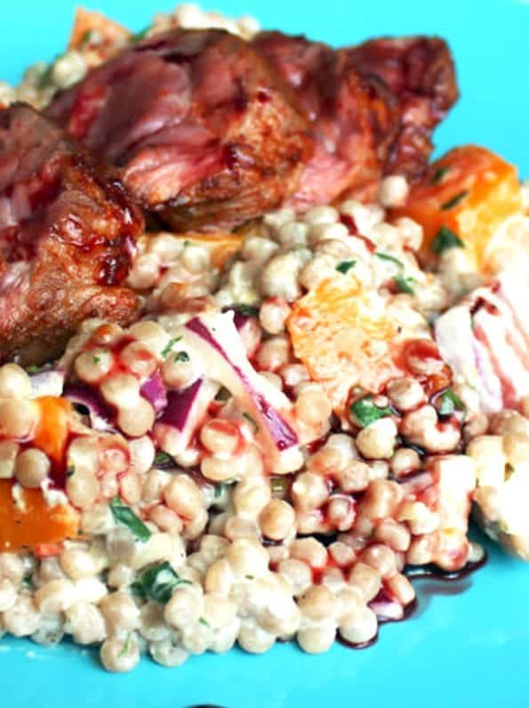 Giant Couscous Salad with Feta, Squash & Lamb Slow The Cook Down