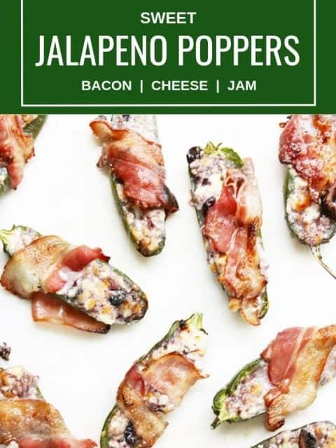 Pinterest image. Jalapeno poppers on a white background with text overlay