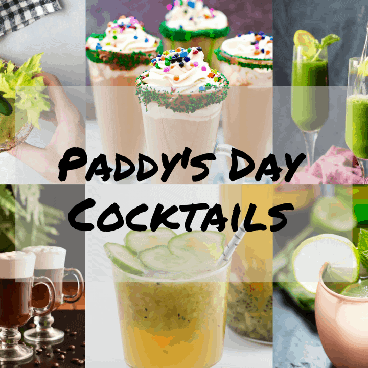 Collage of Irish themed cocktails