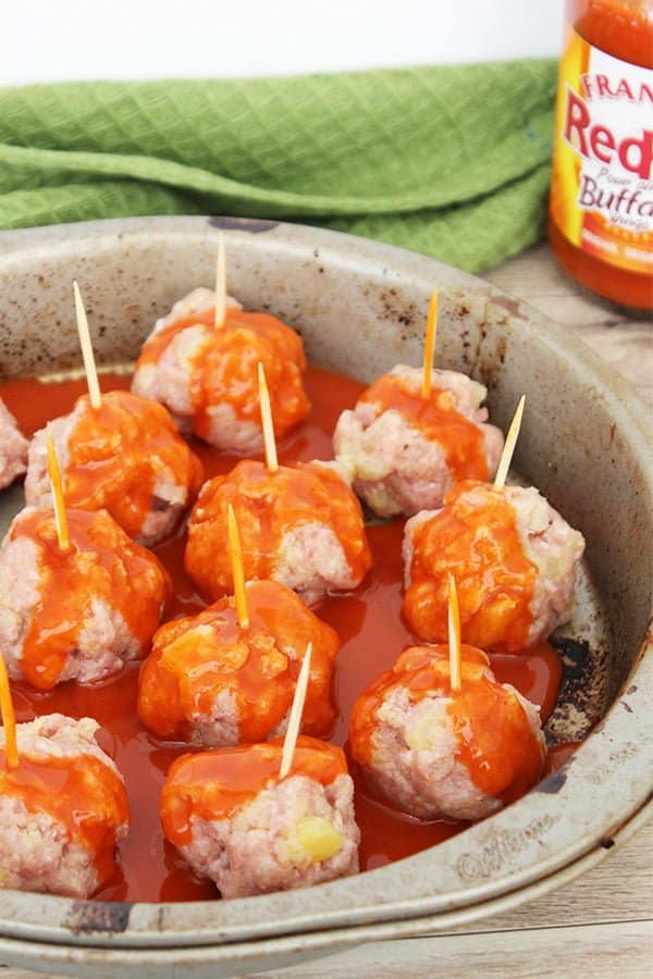 Baked Pork Meatballs Pineapple & Buffalo Sauce Slow The Cook Down