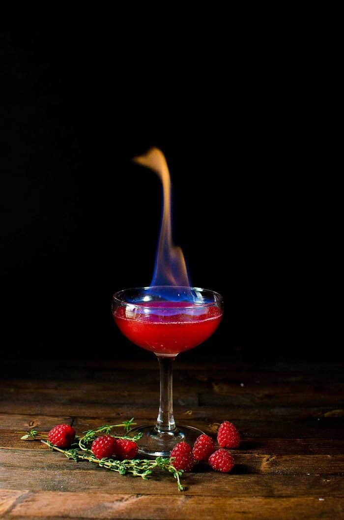 A spooky Halloween cocktail - A Flaming Dragon Heart
