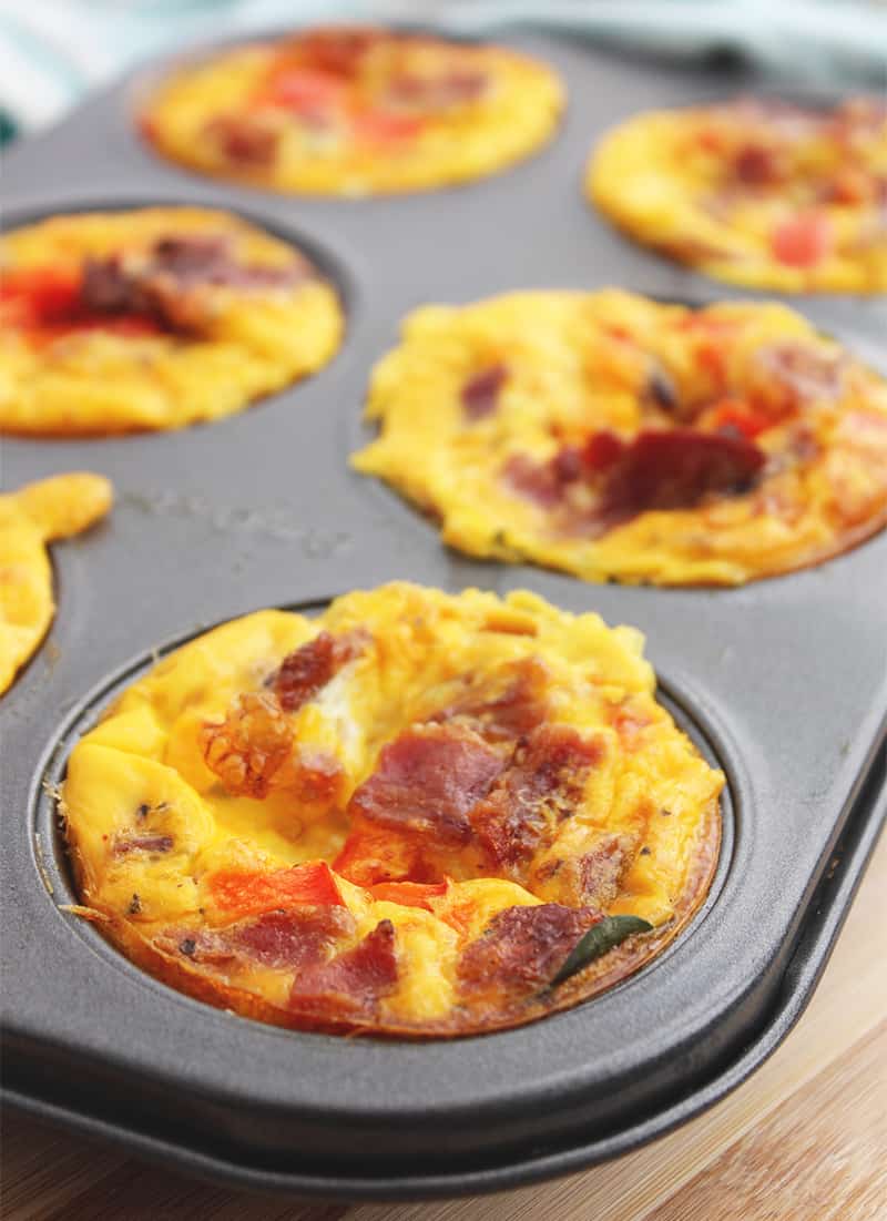 Cooked egg cups in a muffin tray