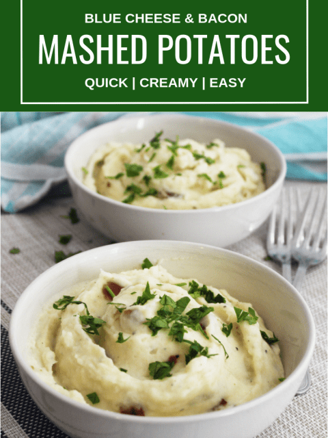 Pinterest image. Two bowls of mashed potato with text overlay
