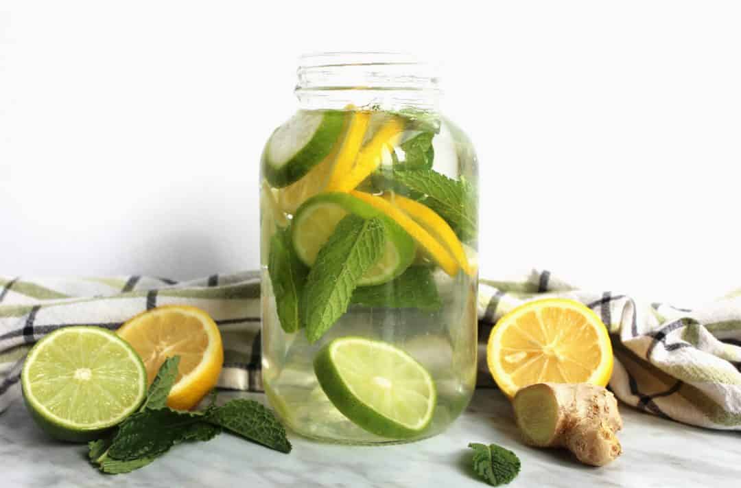 Flavoured Water with Lemon, Mint and Ginger