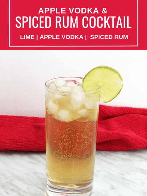 PInterest image. A spiced rum cocktail with text overlay.