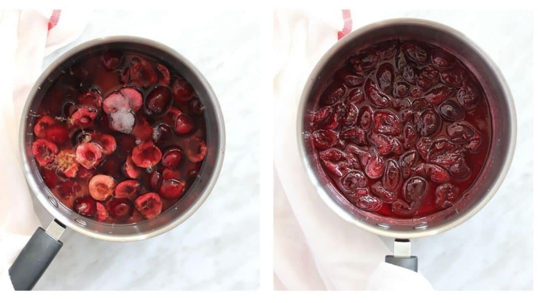 Cherries before and after cooking