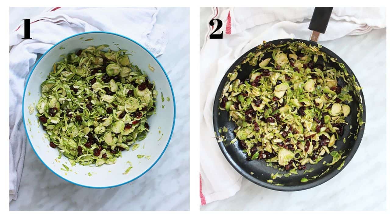Two process shots to show how to make the side dish
