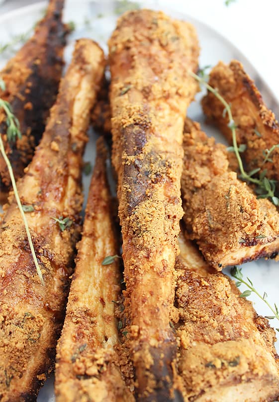 Close up of roasted parsnips with parmesan