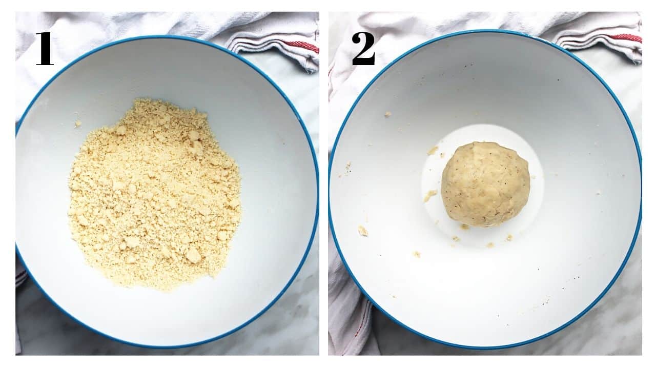Two process shots to show how the shortcrust dough will look