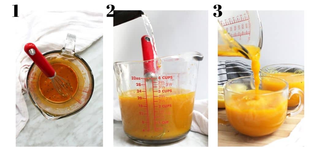Three process shots to show how to make the recipe
