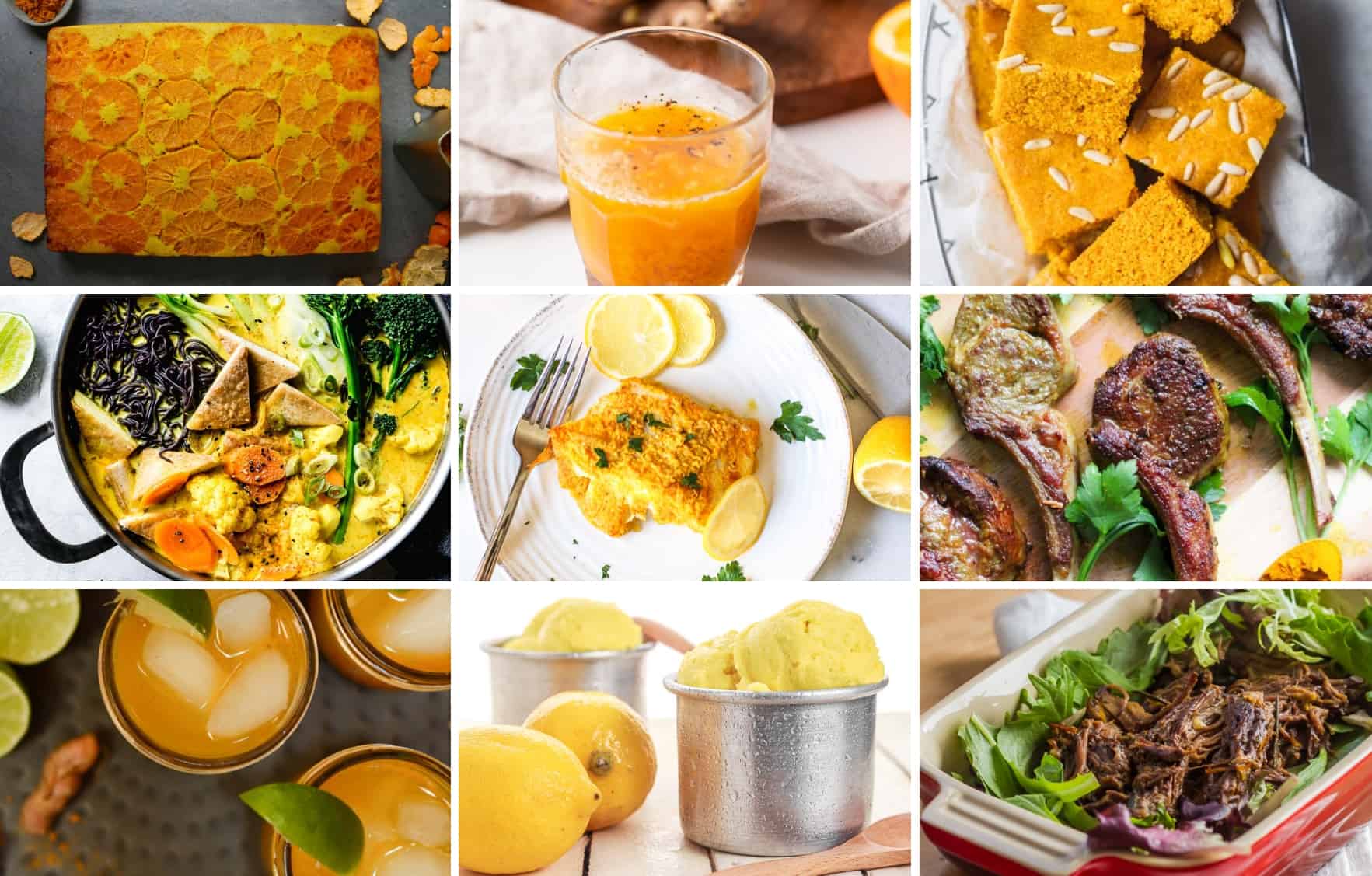 A collage of different turmeric recipes