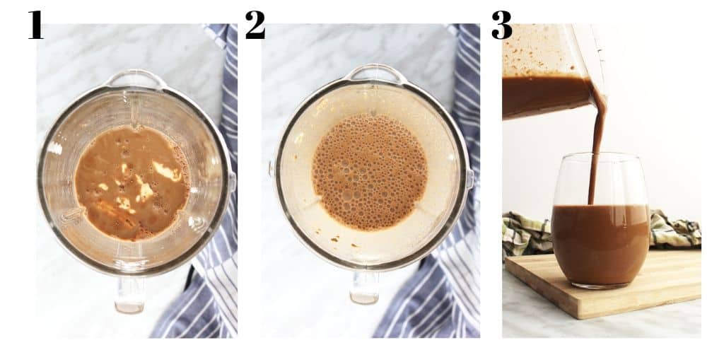 Three shots to show how to make the smoothie