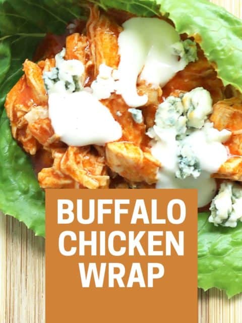 Pinterst graphic. Buffalo chicken lettuce wrap with text