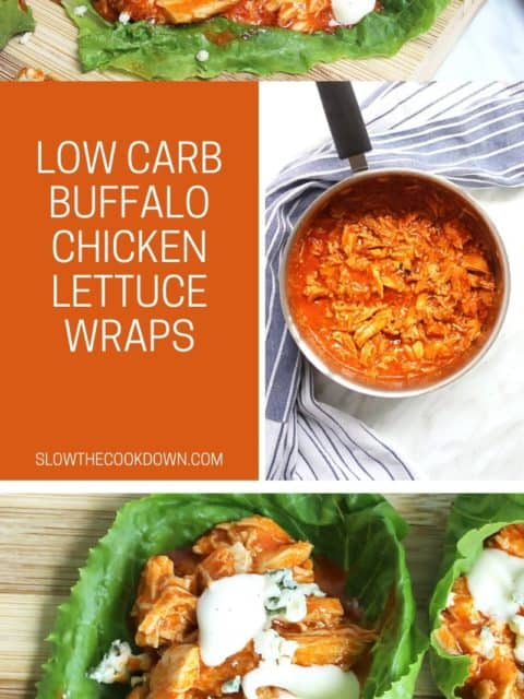 Pinterst graphic. Buffalo chicken lettuce wrap with text