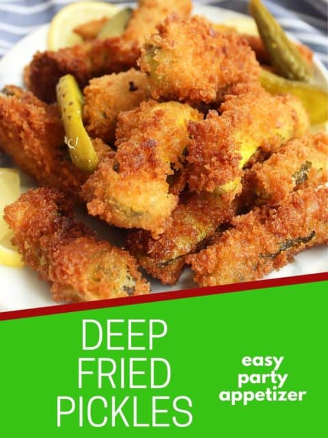 Pinterest image. Deep fried dill pickles with text