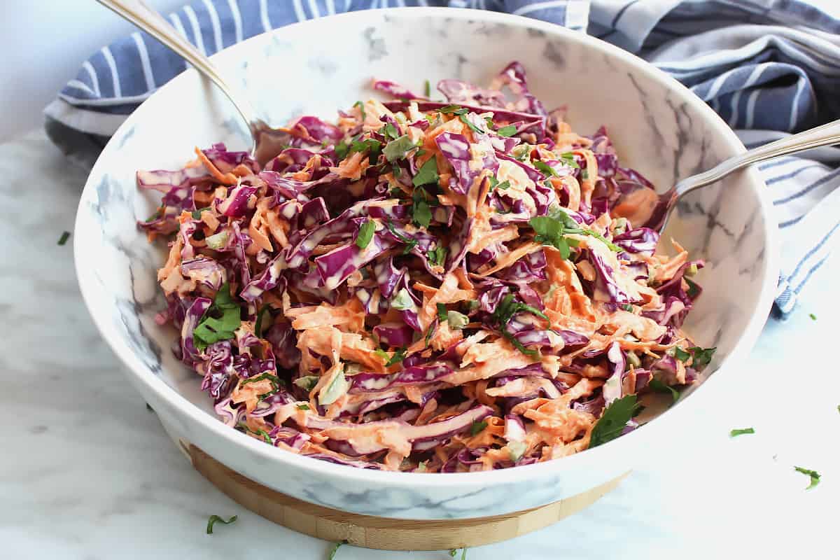 Creamy Red Cabbage and Carrot Slaw