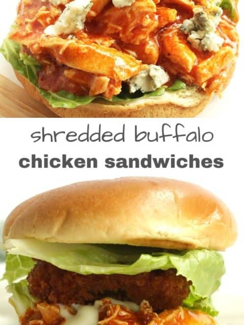 Pinterest graphic. Buffalo chicken sandwich with text