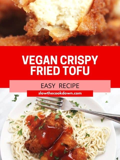 Pinterest graphic. Crispy breaded tofu with text