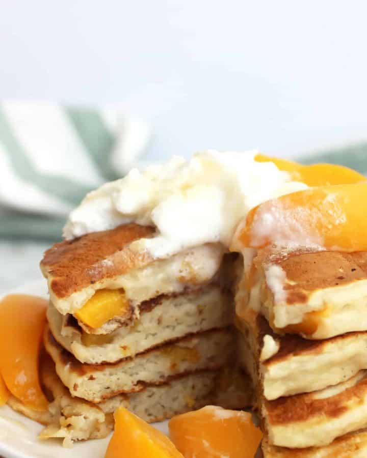 Showing the filling of the pancakes