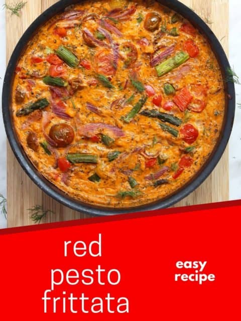 Pinterest Graphic. Red pesto frittata with text