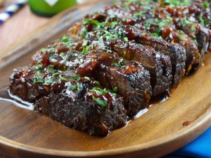 Jalapeno brisket on a wooden board