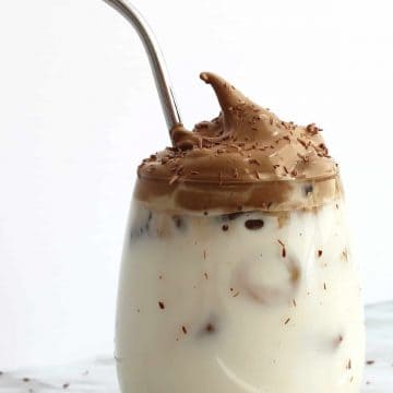 Close up of the whipped coffee on the cocktail