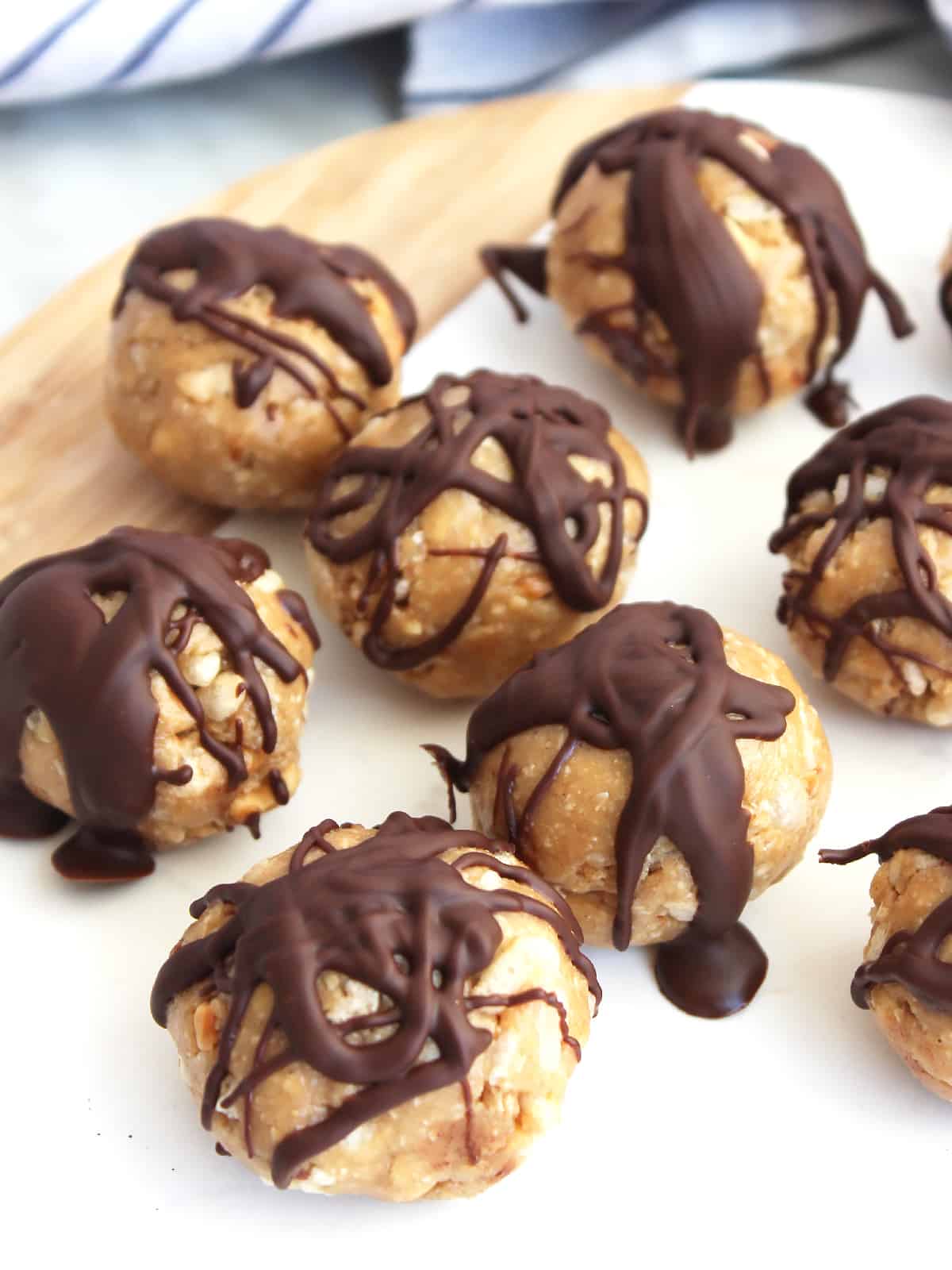 Healthy bites drizzled in chocolate and ready to eat