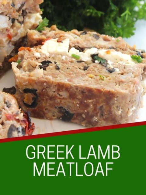 Pinterest graphic. Lamb meatloaf with text.