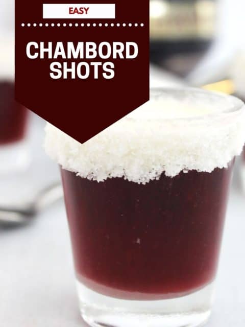 Pinterest graphic. A chambord shot with text.