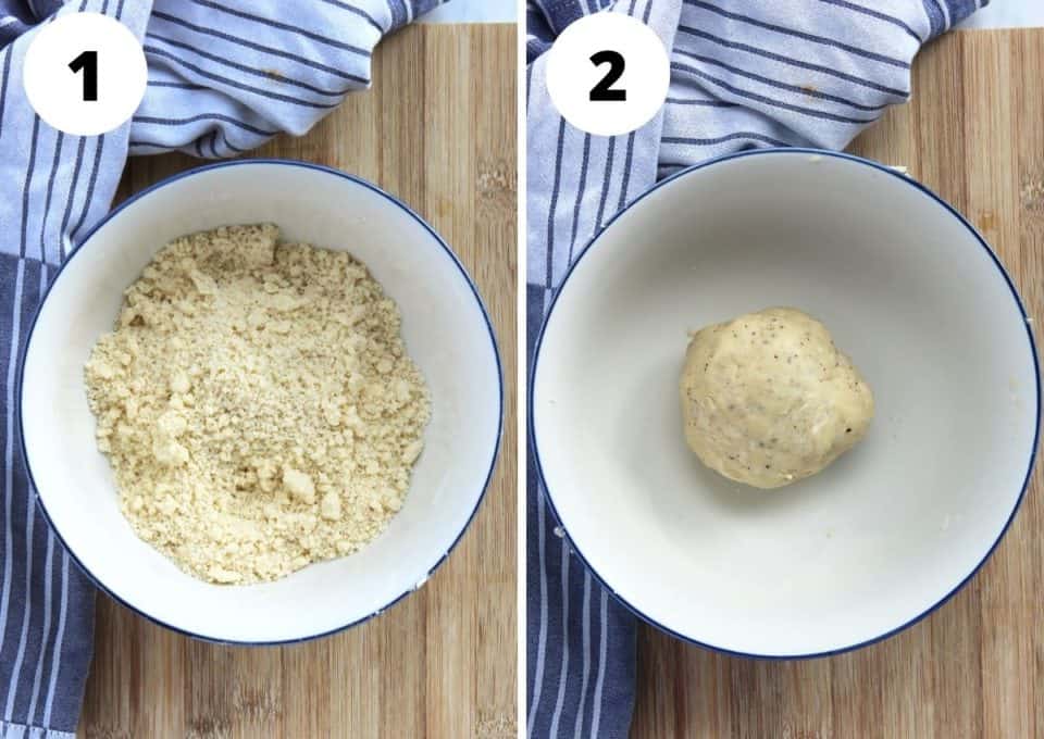 Two photos to show how to make the shortcrust pastry.