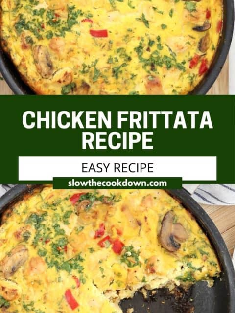 Pinterest graphic. Chicken frittata with text.