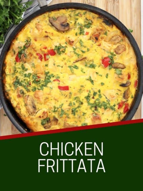Pinterest graphic. Chicken frittata with text.