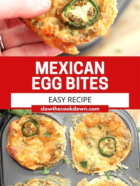 Pinterest graphic. Mexican egg bites with text.