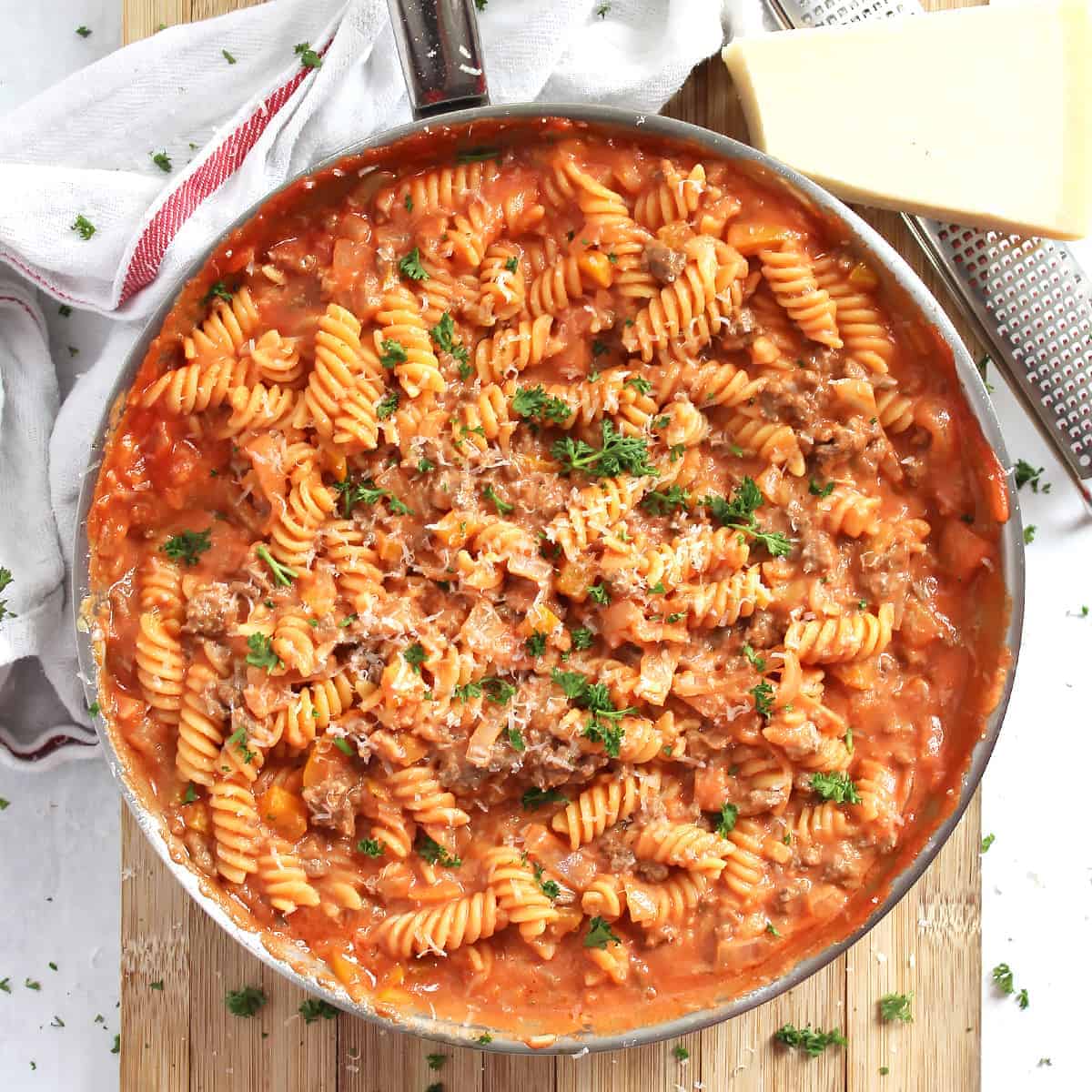 Creamy Goats Cheese Pasta with Beef Slow The Cook Down