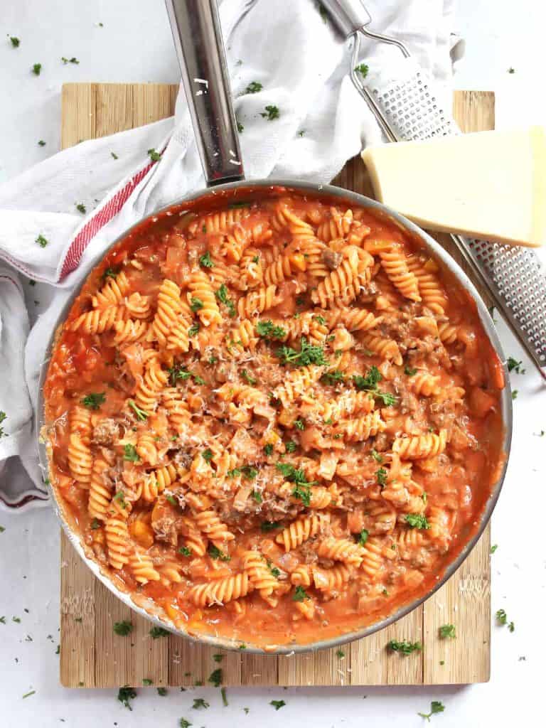 Creamy Goats Cheese Pasta with Beef Slow The Cook Down