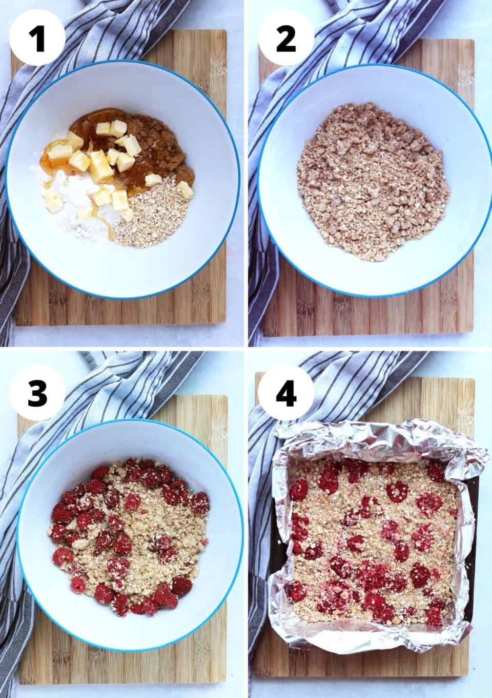 Four step by step photos to show how to make the bars.