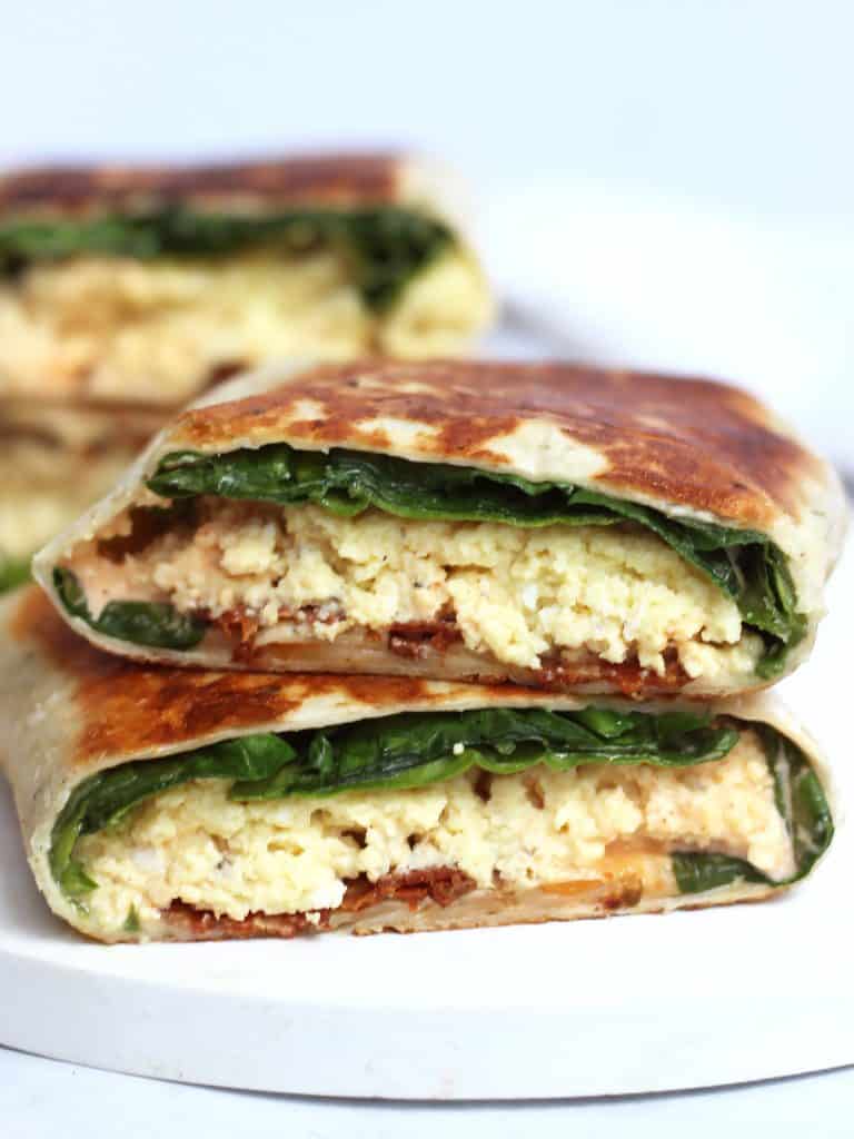 Bacon, Spinach and Egg Tortilla Wraps Slow The Cook Down
