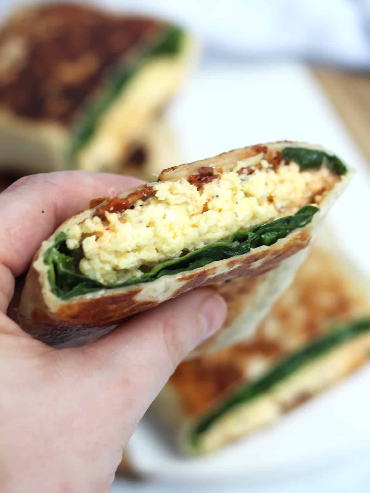 Bacon, Spinach and Egg Tortilla Wraps Slow The Cook Down