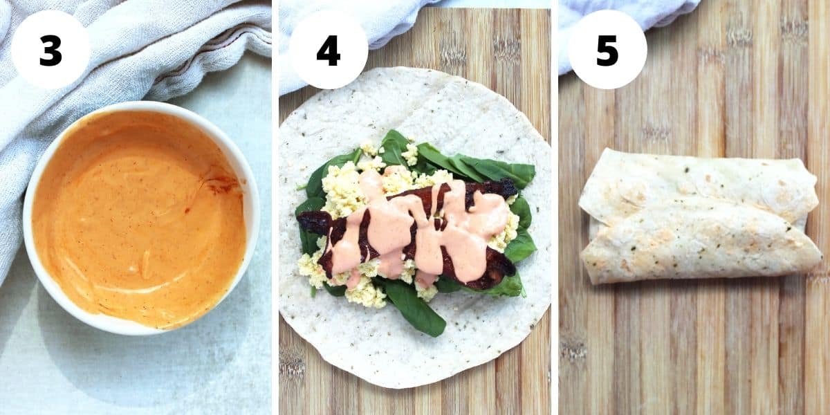 Bacon, Spinach and Egg Tortilla Wraps Slow The Cook Down