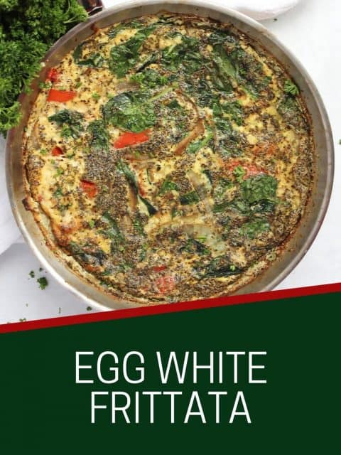 Pinterest graphic. Egg white frittata with text.