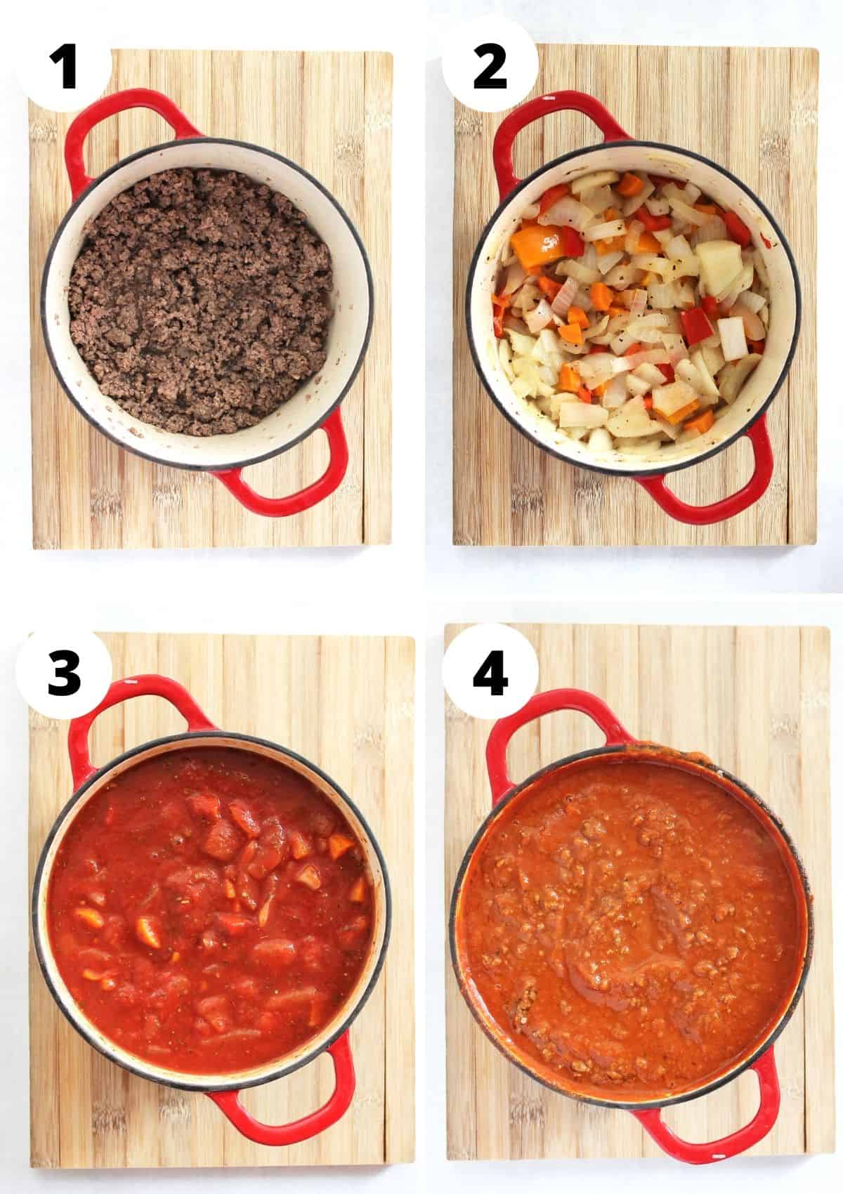 Four step by step photos to show how to make the recipe.