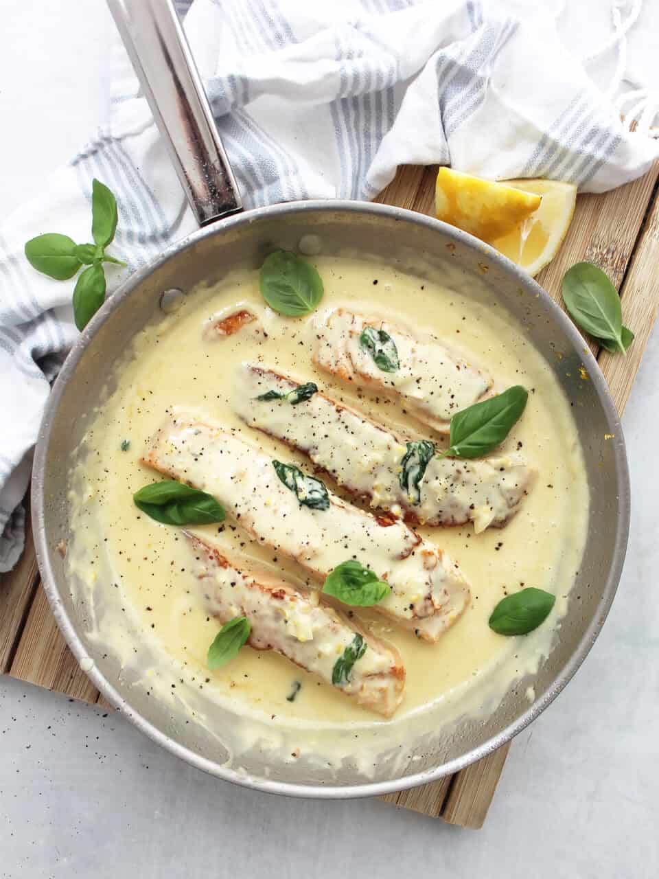 Salmon in Creamy Basil and Lemon Sauce Slow The Cook Down