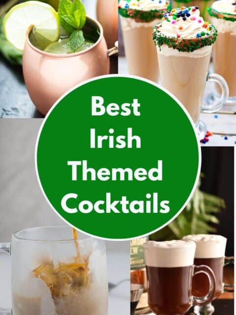 Collage of Irish themed cocktails.