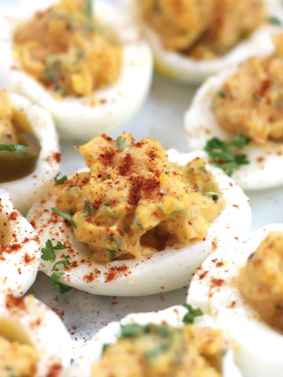 Mexican Taco Deviled Eggs - Slow The Cook Down