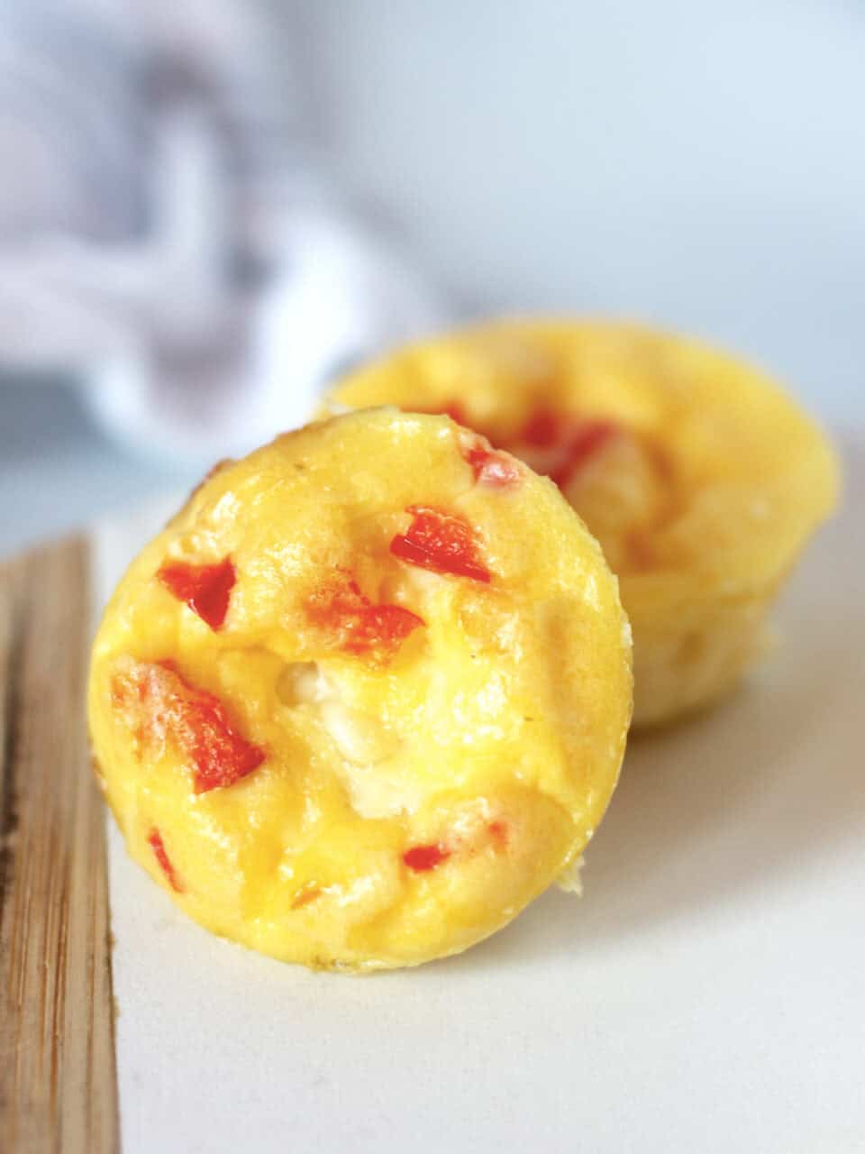 Two mini baked egg bites.
