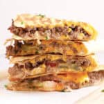 Stacked cheeseburger quesadillas.